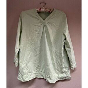Hot Cotton by Marc Ware Womens Large 3/4 Sleeve V-Neck Pullover Sweater Green